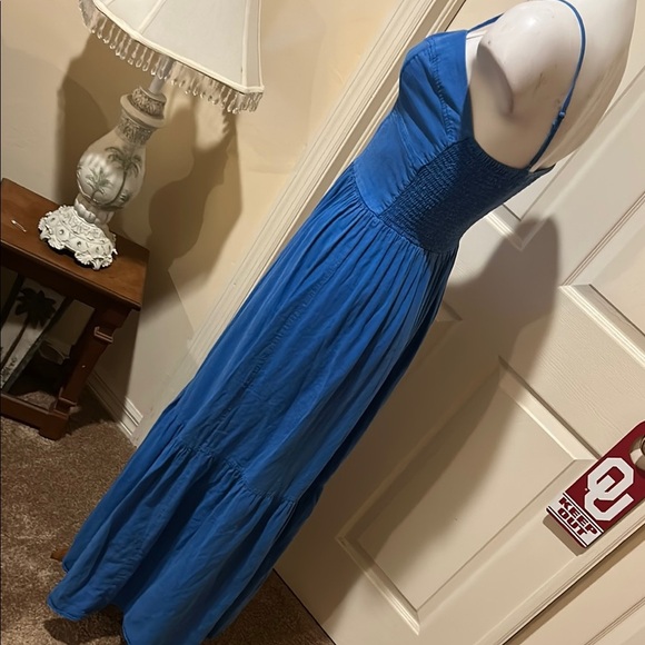Young Fabulous & Broke Blue Sleeveless Tiered Maxi Dress. Smocked back. Medium - Picture 4 of 10